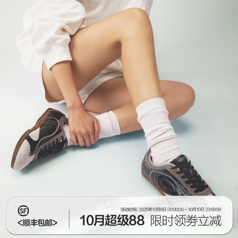 OLDORDER-涡轮Lite-锡器灰黑百搭德训鞋秋季新款复古休闲薄底鞋女主图