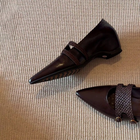 羊皮版~复古尖头内增高玛丽珍鞋女浅口通勤鞋一脚蹬法式气质单鞋