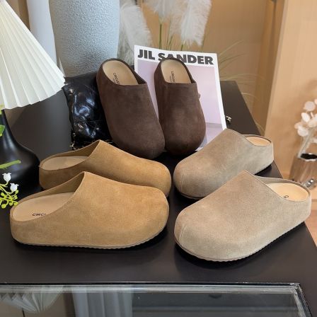 内增高勃肯鞋半拖真皮厚底2025秋冬新款小土豆懒人勃肯拖女包头拖