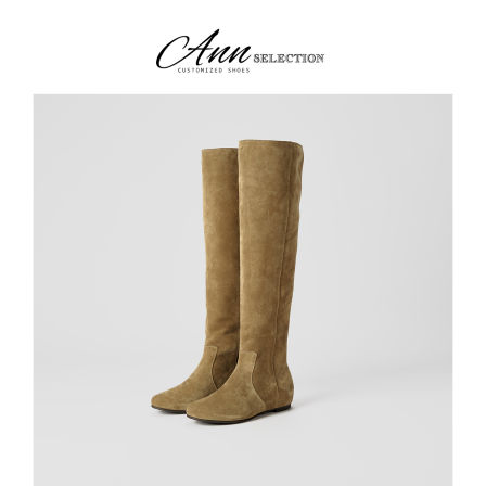 ANN法式高筒不过膝堆堆靴女2025秋冬新款内增高及膝靴长筒骑士靴