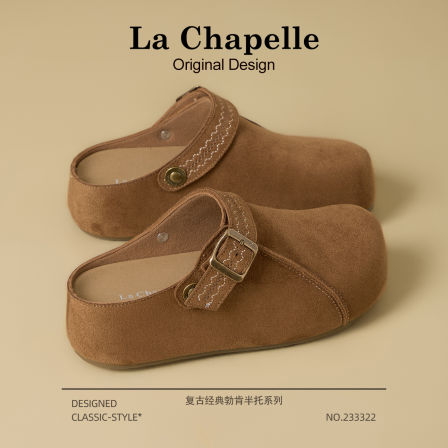 拉夏贝尔勃肯鞋女2025新款秋季厚底乐福单鞋一脚蹬懒人半拖博肯鞋