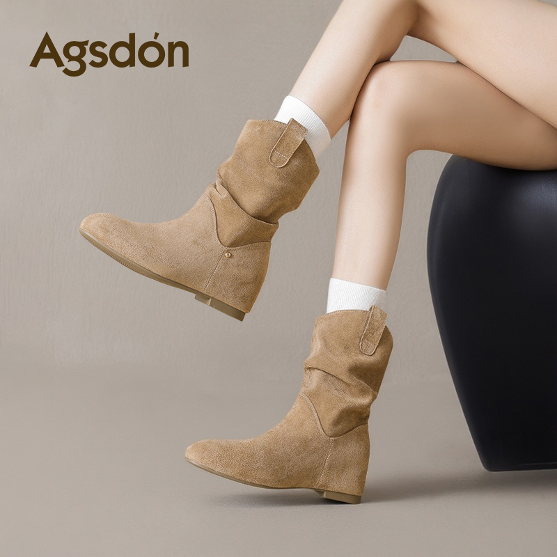 内增高勃肯靴子短靴女款2025新款秋冬季巨好看美拉德靴西部堆堆靴主图