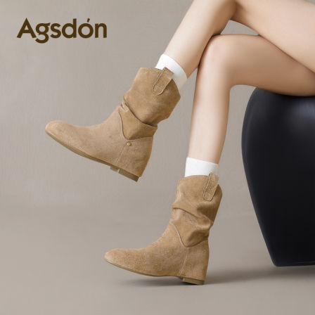 内增高勃肯靴子短靴女款2025新款秋冬季巨好看美拉德靴西部堆堆靴