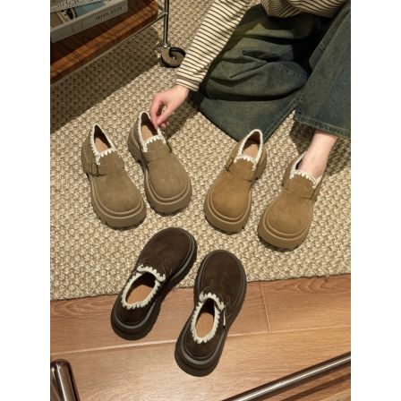 贾不假勃肯鞋女款2025新款秋季时尚百搭复古超火厚底小个子乐福鞋