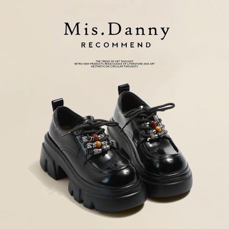 ins甜酷风~增高7cm显瘦厚底小皮鞋女2025新款超轻乐福小个子单鞋