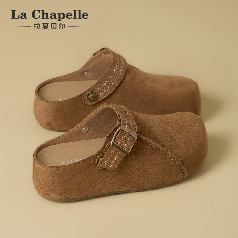 拉夏贝尔勃肯鞋女款2025新款秋季一脚蹬厚底内增高休闲包头半拖鞋主图