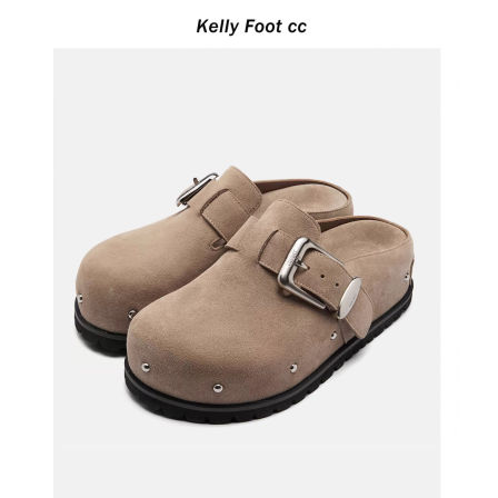 哈妮克孜同款真皮厚底勃肯鞋女秋增高一脚蹬穆勒鞋博肯包头半拖鞋