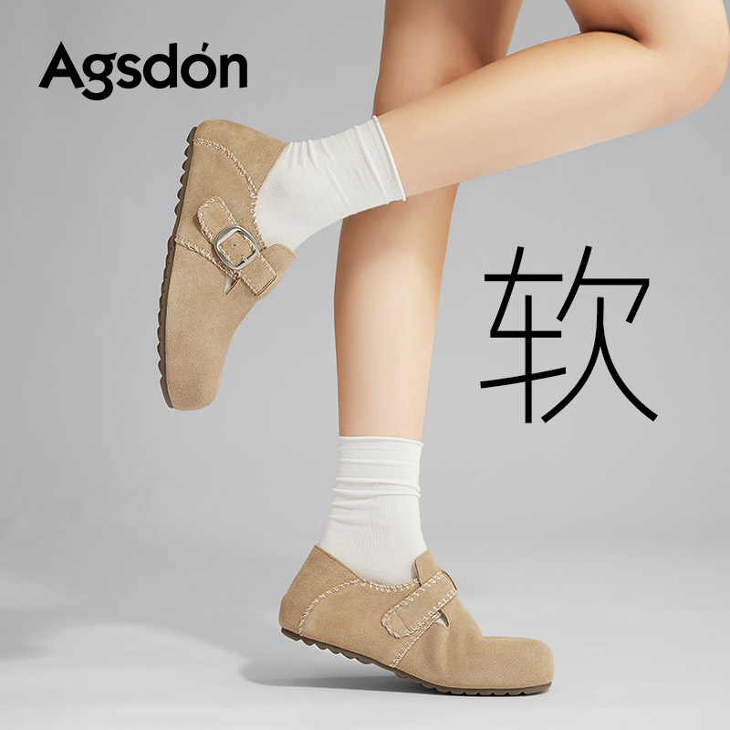奥古狮登全包勃肯鞋女2025新款秋冬季软底一脚蹬博肯孕妇单鞋爆款主图