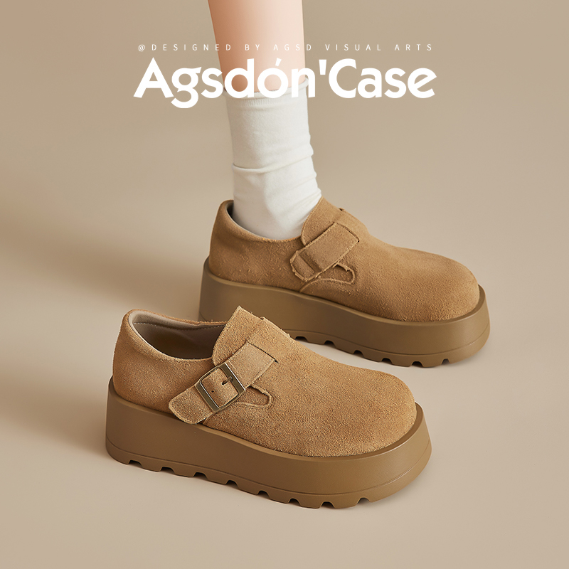 厚底勃肯鞋女2025新款秋冬季全包小个子增高一脚蹬博肯单鞋子爆款主图