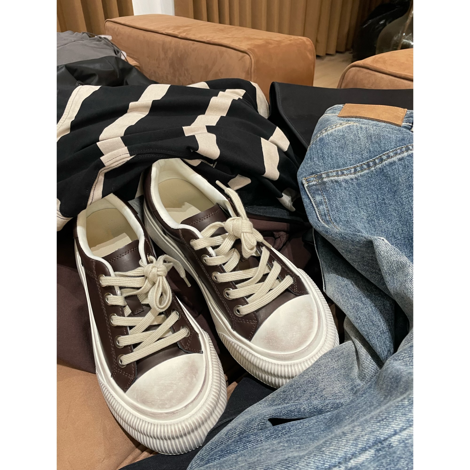 小众设计简约百搭做旧做脏饼干鞋休闲鞋 2407B3147主图