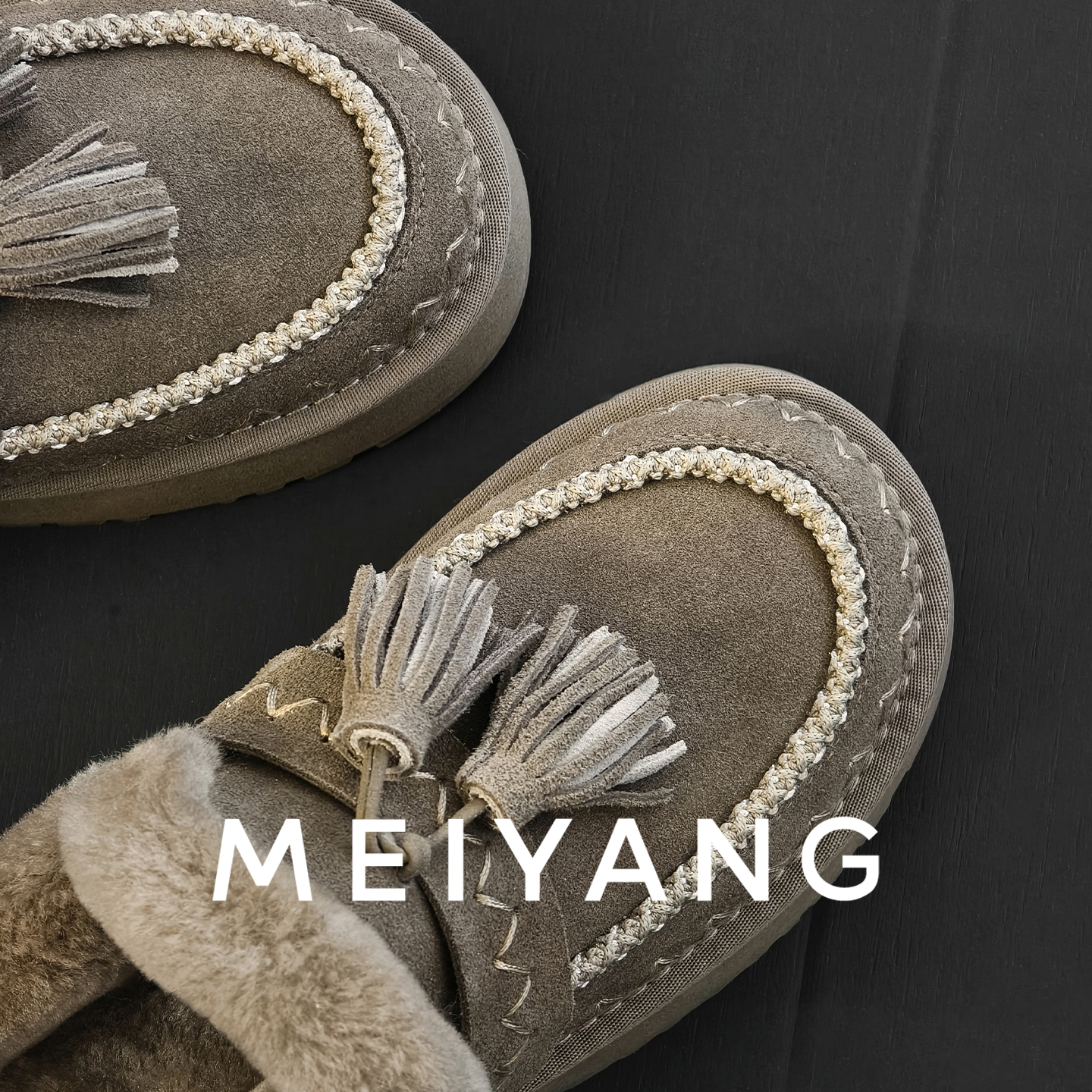 美洋MEIYANG 泡芙毛毛拖 牛反绒*羊毛|厚底增高一脚蹬包头拖-周二主图