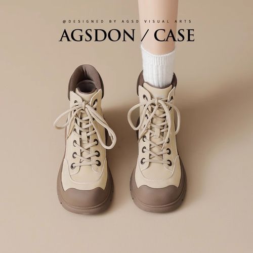 【奥古狮登】马丁靴女秋冬保暖厚底5cm增高短靴N644066+644066AA主图