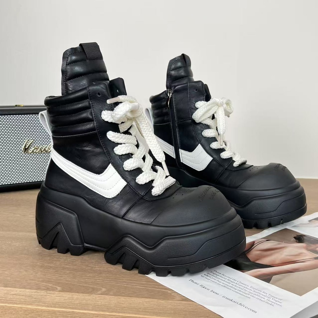 小小苏黑白奥利奥厚底短筒系带圆头防滑马丁靴高帮鞋潮流EQX21141主图