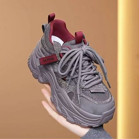 达芙妮老爹鞋秋冬新款水钻增高时尚休闲鞋黑色休闲鞋厚底潮流LL