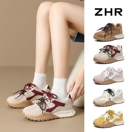 【ZHR则则】猪剖层革5cm厚底德训鞋2025秋季女鞋JT157（布面款）JT118