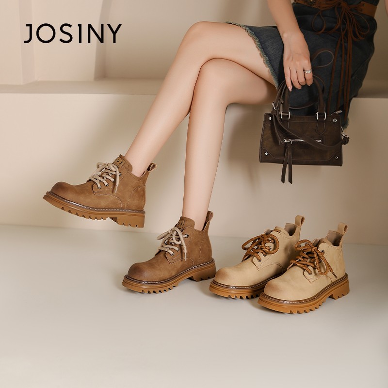 卓诗尼擦色系带马丁靴2025冬季新款女士外出休闲时尚百搭增高靴子主图