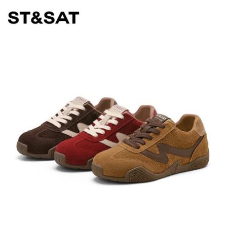 St&Sat/星期六时尚拼色流光风休闲鞋2025新款软底舒适德训鞋