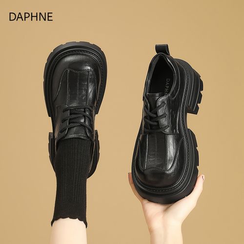 达芙妮加绒乐福鞋2025秋季新款百搭小皮鞋系带德比鞋英伦风jk女鞋主图