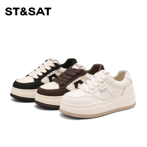 St&Sat/星期六厚底百搭流光风休闲鞋2025新款时尚增高板鞋女系带主图