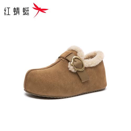 红蜻蜓baby同款2025秋冬新款时尚百搭加棉轻奢鞋子保暖勃肯一脚蹬主图