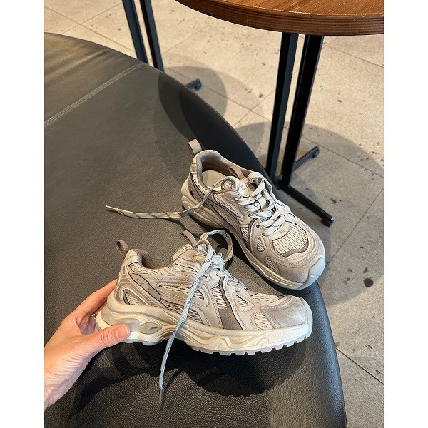 HEIHEI【老爹鞋】高级石墨灰~超轻真皮网面洋气擦色休闲复古运动鞋主图