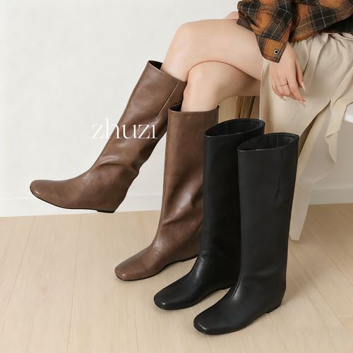 【竹子】大筒围真皮粗腿长筒靴女靴秋季款新款2025爆款百搭高筒283主图