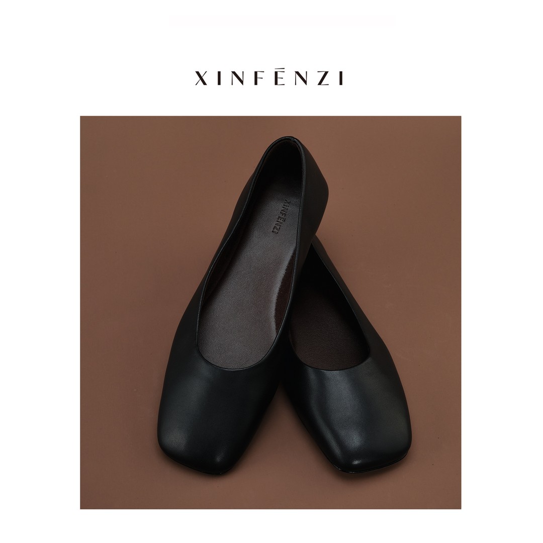 【纤秀】XINFENZI 意大利透染工艺真皮方头平底鞋 PS22196主图
