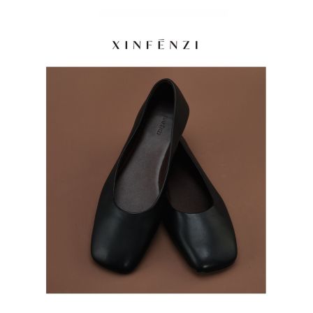 【纤秀】XINFENZI 意大利透染工艺真皮方头平底鞋 PS22196