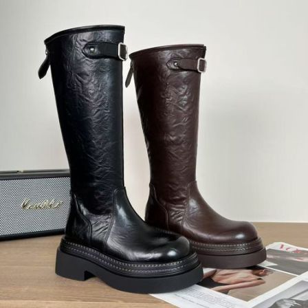 糖糖丨许妍同款丨25新款厚底女秋冬高筒长靴增高骑士靴;EQX21123
