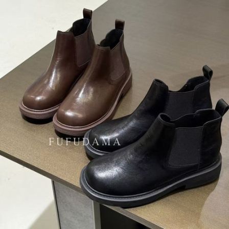 【胖福福大码女鞋】秋冬新款短靴女靴显高显瘦粗跟复古女靴