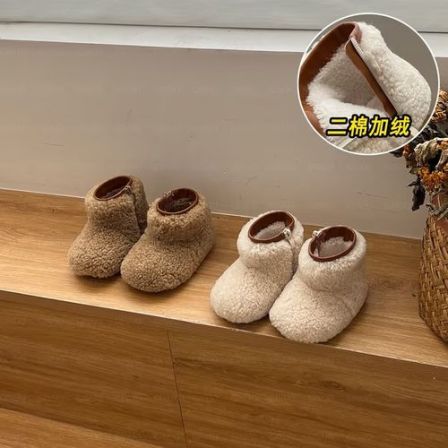 Gina宝宝雪地靴软底加厚学步鞋冬季男童加绒毛毛鞋婴儿棉鞋0910