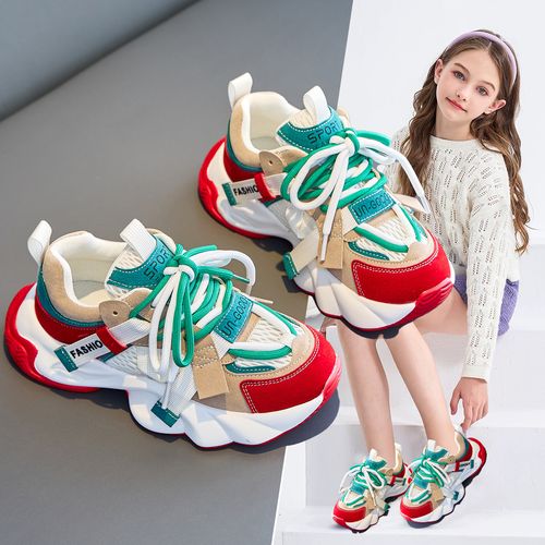 女童运动鞋2025秋季新款透气网面中大童女孩轻便儿童老爹跑步鞋子主图