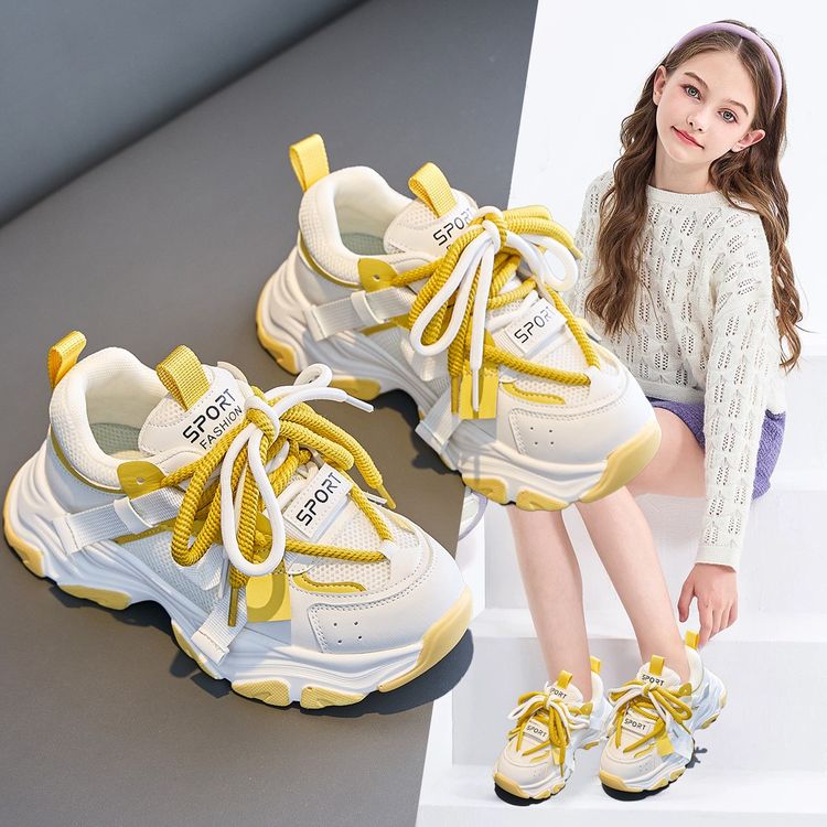 女童运动鞋2025秋季新款透气网面中大童小女孩学生儿童老爹跑步鞋主图