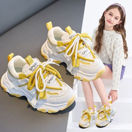 女童运动鞋2025秋季新款透气网面中大童小女孩学生儿童老爹跑步鞋