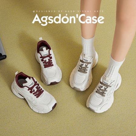 【奥古狮登】厚底老爹鞋女皮面增高6.5cm百搭休闲鞋P243378AA