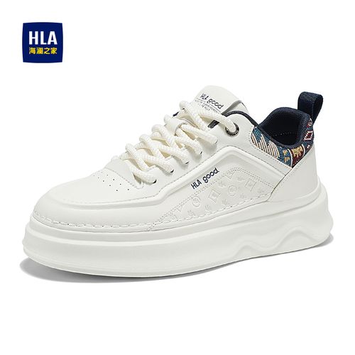 HLA/海澜之家2025秋冬新款增高小白鞋潮流刺绣百搭运动休闲板鞋主图