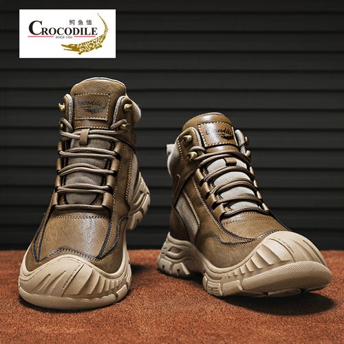 鳄鱼恤马丁靴男2025秋冬加绒棉鞋中帮大码英伦风皮靴45工装短靴46主图