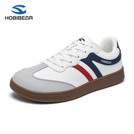HOBIBEAR革面宽头鞋平底休闲德训鞋轻便复古运动情侣鞋