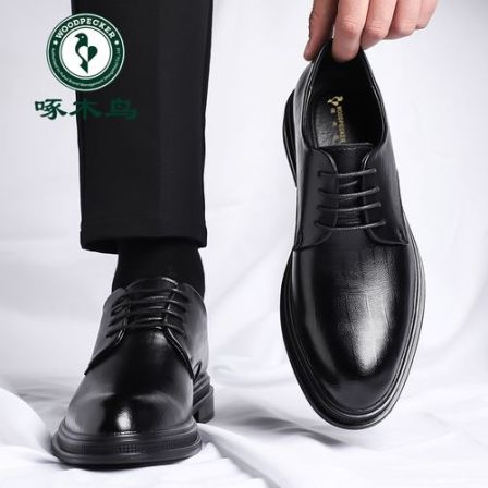 啄木鸟男鞋2025新款商务正装皮鞋男士透气尖头结婚新郎鞋子工装鞋