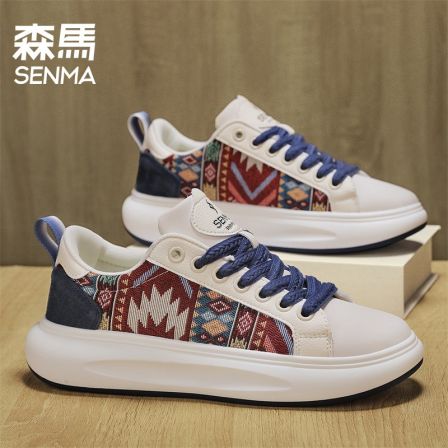 SENMA/森马情侣款国潮刺绣板鞋秋季新款百搭时尚休闲鞋男士运动鞋