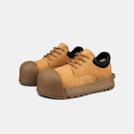 系带面包鞋潮款街头休闲男鞋大头德比鞋男厚底增高板鞋通勤大黄靴