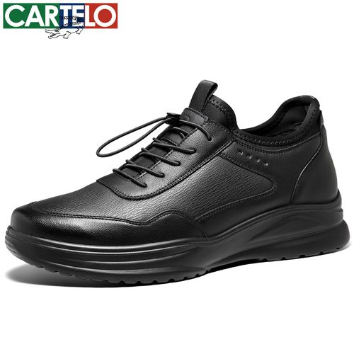 卡帝乐鳄鱼男士皮鞋秋冬一脚蹬懒人软底防滑皮面防水真皮休闲男鞋主图