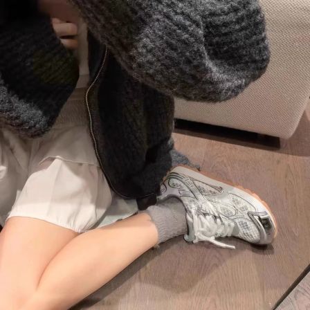 【闪灵】王一博同款复古潮流百搭运动鞋25银色阿甘鞋休闲时尚跑步