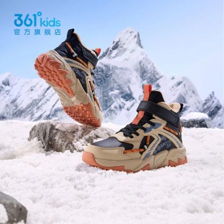 「双11好物」361°kids棉鞋男女童冬季保暖穿搭加绒高帮革面厚底鞋子