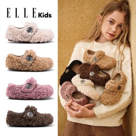 ELLE KIDS童鞋 女童保暖毛毛鞋儿2025秋冬新款儿童棉鞋魔术贴单鞋