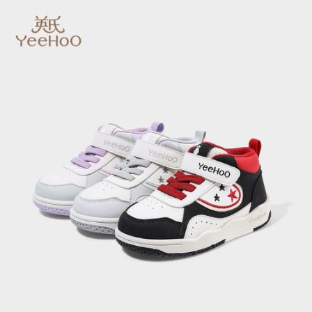 英氏童鞋女童高帮运动鞋冬季新款儿童防滑保暖休闲鞋宝宝星星板鞋