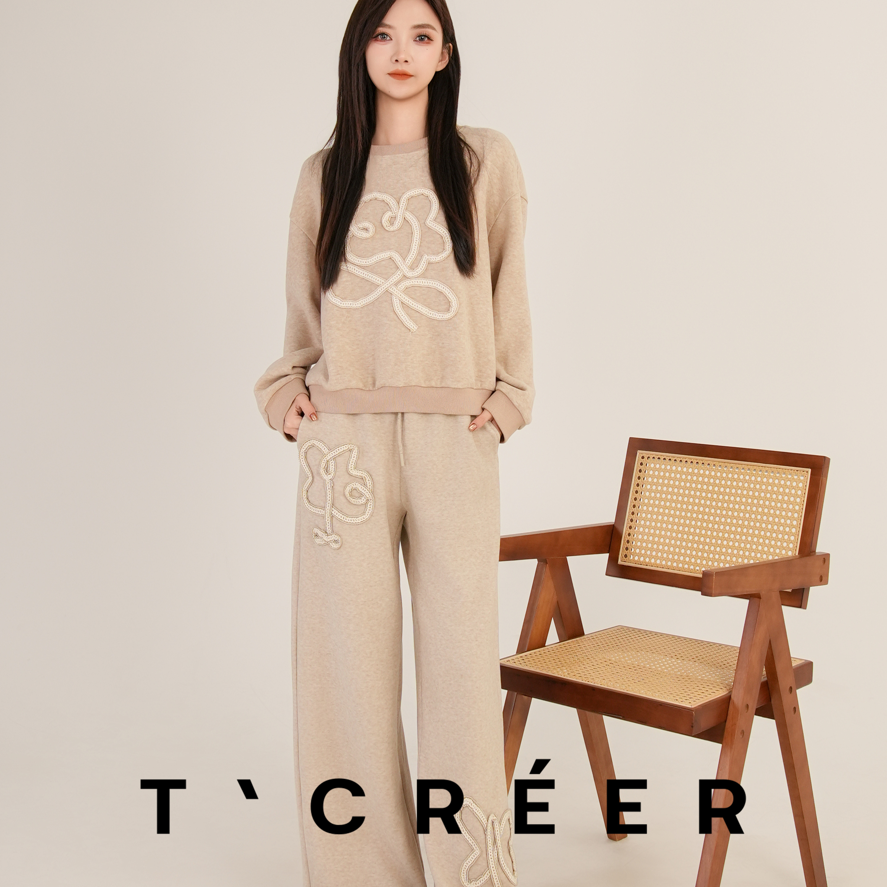 T`CREER｜【灼灼韶华】韩系甜美可爱卫衣套装女秋日上新主图