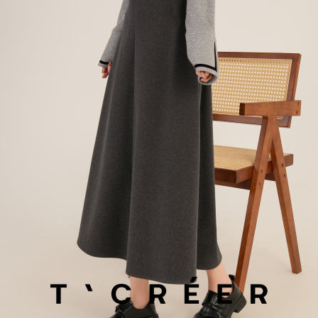 T`CREER｜【森谷物语】秋季通勤高腰显瘦大摆气质裙女