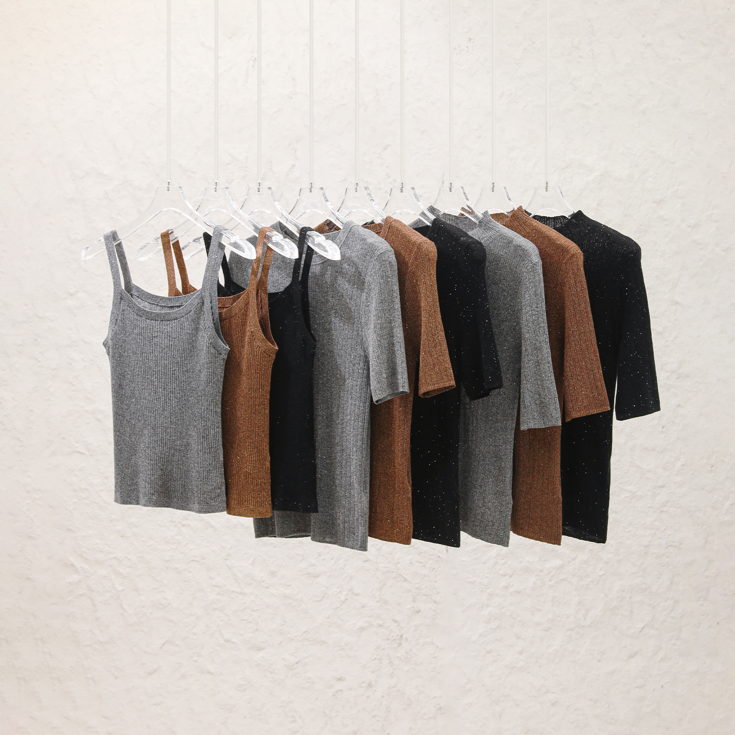 戎美~25秋冬【星河月影】亮丝珠片水溶羊毛 吊带/半高领/圆领短袖主图