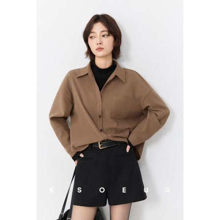 K姐KSOEUR【一眼爱上】复古灯芯绒+Polo领 假两件纯色小衫女